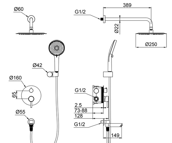 душевая система WONZON & WOGHAND SOLO
